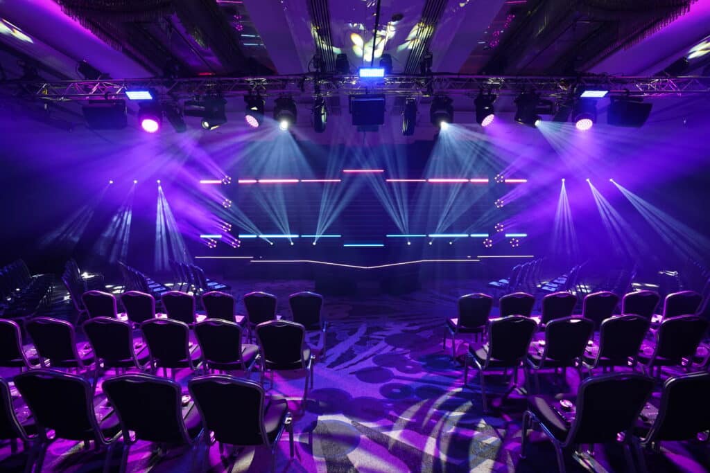 On Event Production Company | Live, Hybrid and Virtual Event Production | Conference seating and lights