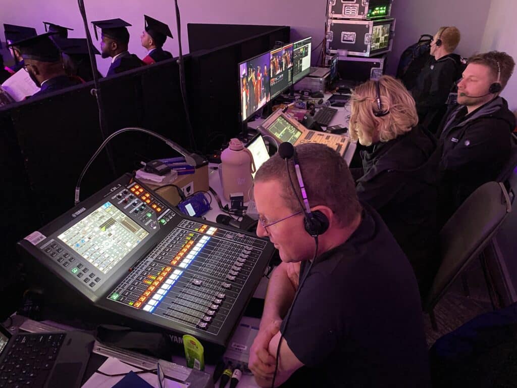 On Event Production Company | Live, Hybrid and Virtual Event Production | Staff working on graduation production