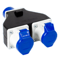 On Event Production Company | Live, Hybrid and Virtual Event Production | Rubber Box Company 16A Splitter - 2 way