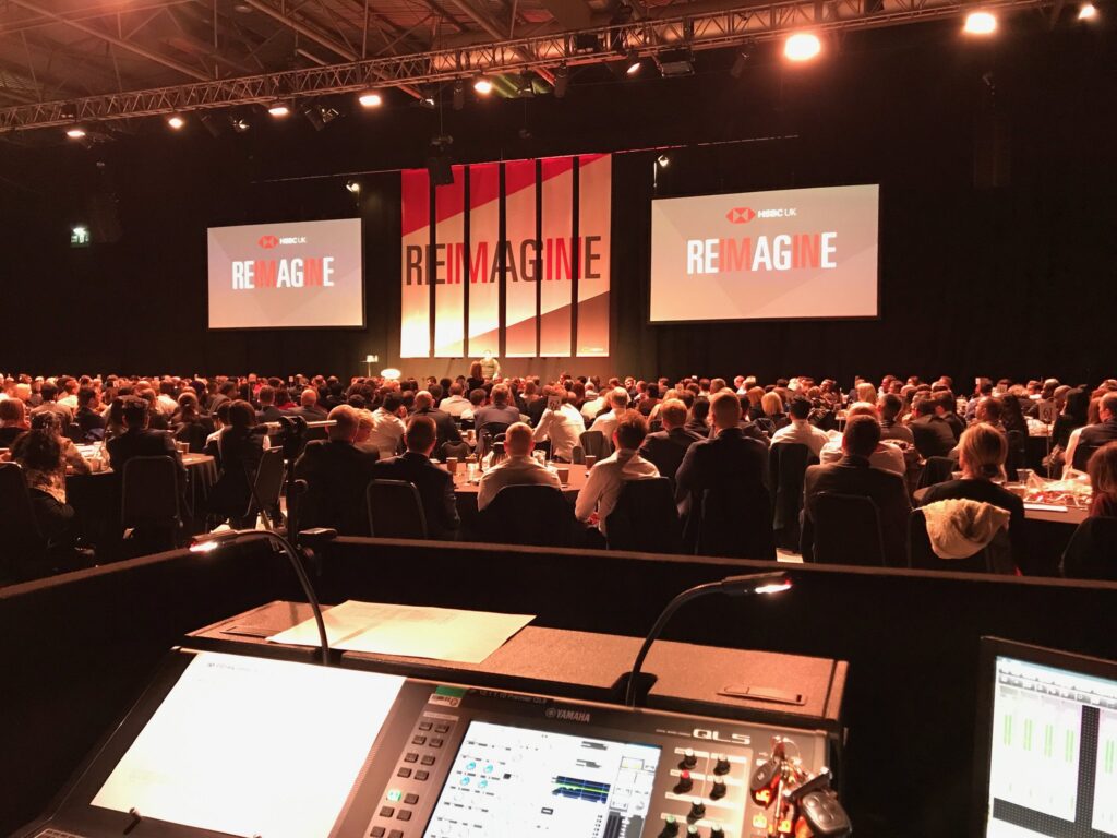 On Event Production Company | Scenic Production for Live, Hybrid and Virtual Events | HSBC Roadshow Production