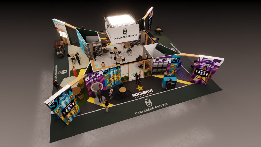 On Event Production Company | Scenic Production for Live, Hybrid and Virtual Event | Carlsberg Britvic Exhibition Stand